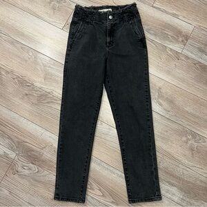 GARAGE High-Waisted Black Jeans | Distressed Rough Edge Waist | Women Size 01